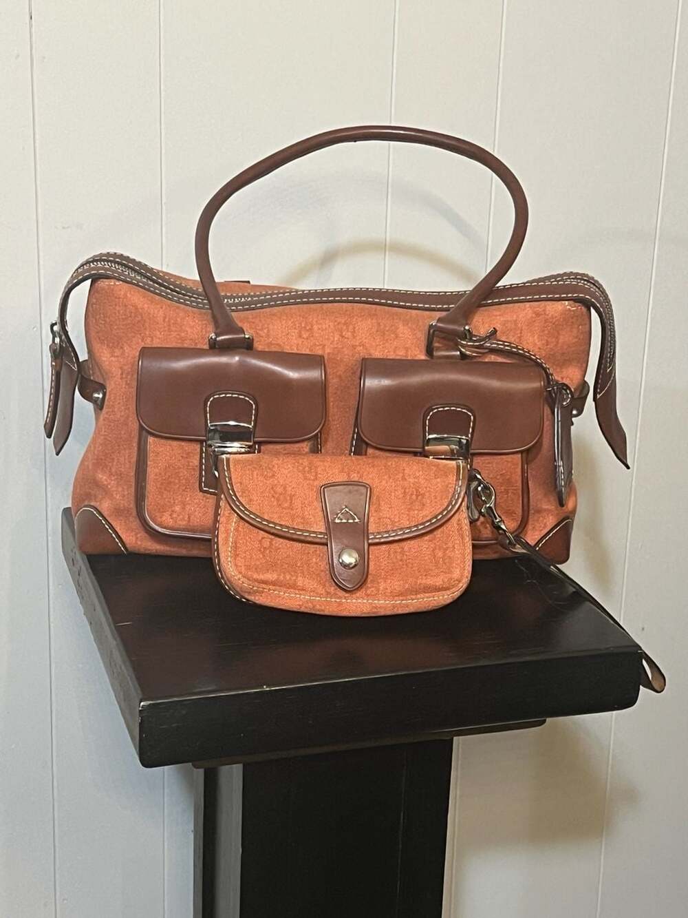 Dooney & Bourke Signature Double Pocket Satchel with Matching Wristlet